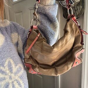 Coach Tan and Pink Hobo Bag